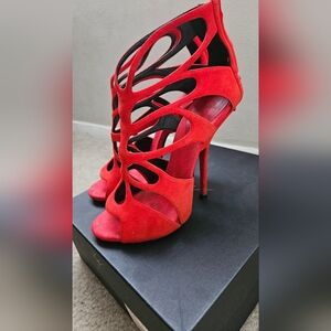 Red Guiseppe Zanotti butterfly cut out sandal